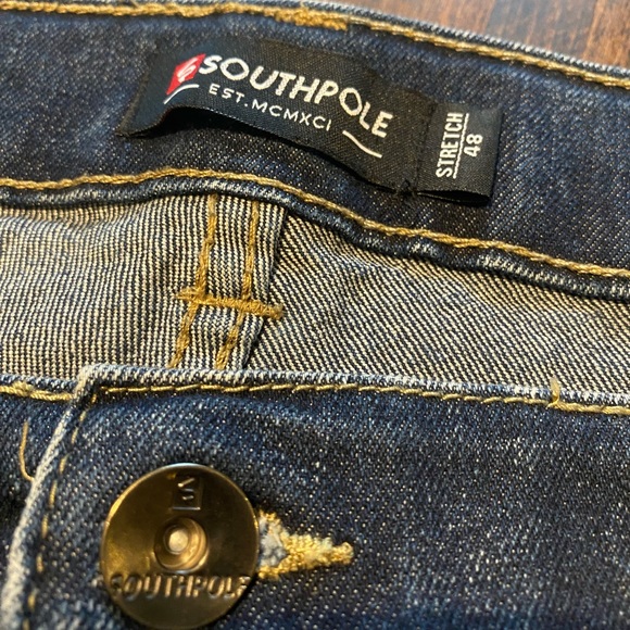 Y2K Vintage Southpole Jean Shorts Size 48 Stretch Jorts Grunge Skater Raw Hem - Picture 4 of 9